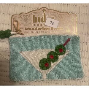 Wandering Moon Beaded Martini Clutch Bag Handmade India Travel Pouch NEW NWT